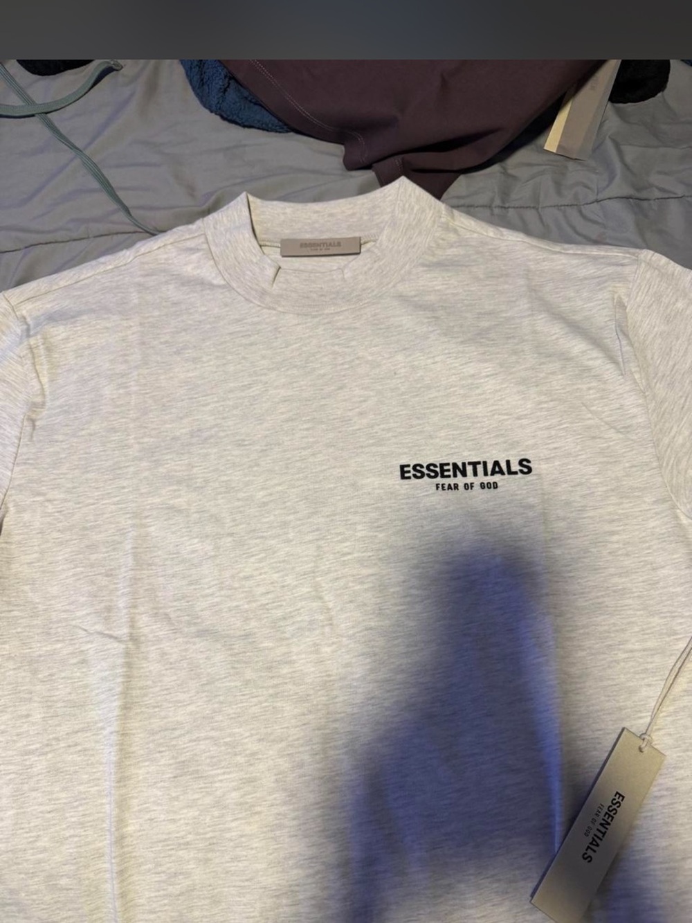 Essentials Fear of God Light Heather Gray Logo Short Sleeve Tee